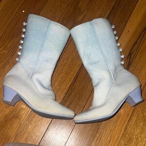 Disney Elsa Light Blue Heeled Boots with Pearl Accents